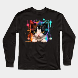 Bicolor Kitty Cat Long Sleeve T-Shirt